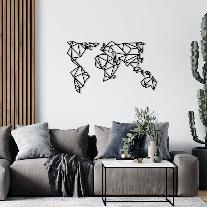 Wallity World Map Metal Decor